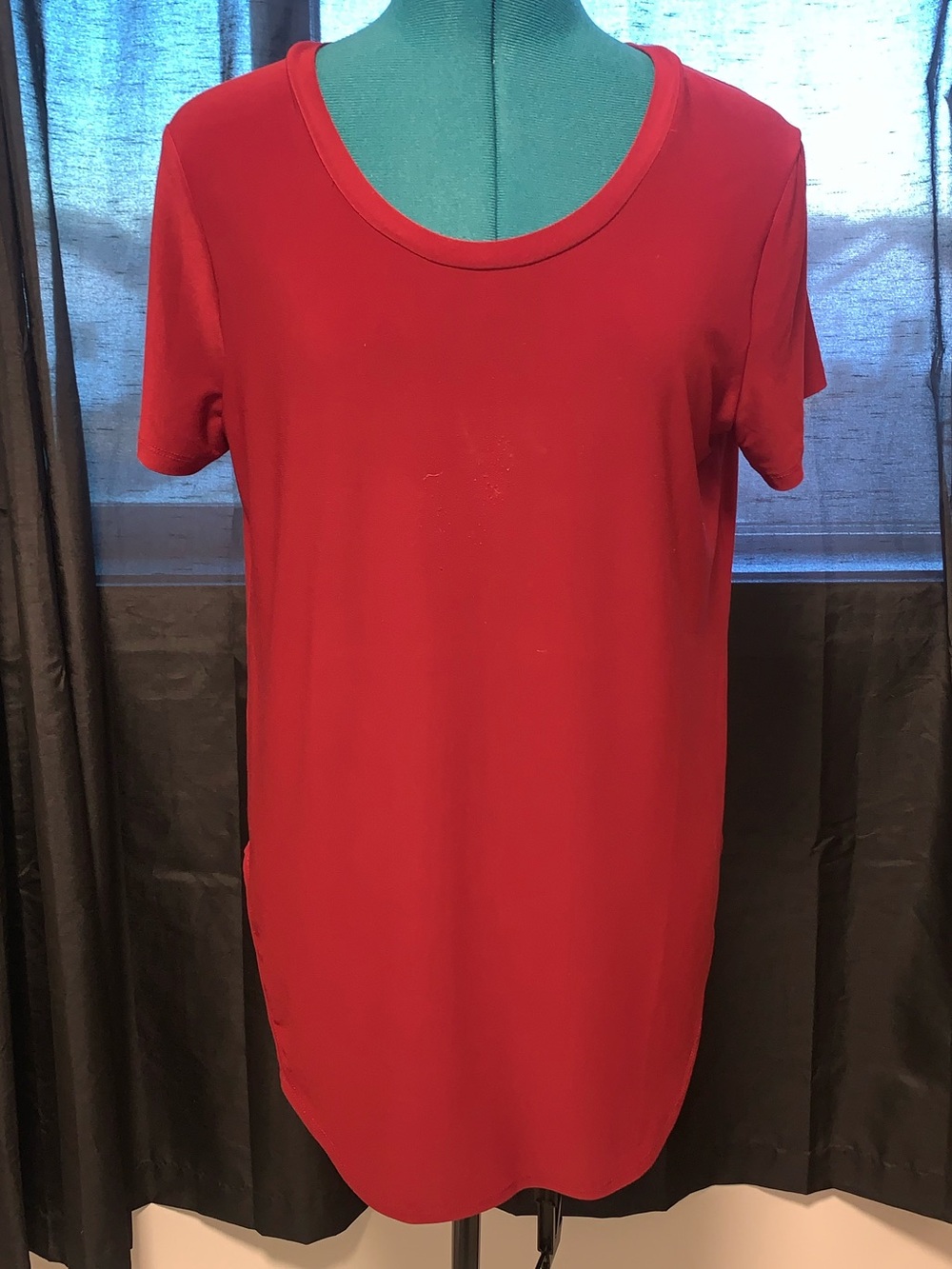 Joseph Ribkoff Burgundy Short-Sleeve Scoop Neck Tee